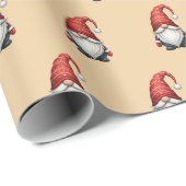 Kerst Gnome Feestelijke Vakantie Cadeau op Apricot Cadeaupapier (Rol Hoek)