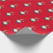 Kerst Gnome Feestelijke Vakantie Gift op Rood Cadeaupapier (Hoek)