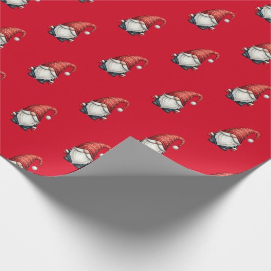 Kerst Gnome Feestelijke Vakantie Gift op Rood Cadeaupapier (Hoek)