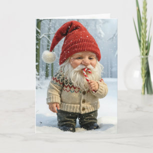 Kerst Gnome Genieten van een Candy Cane Kaart