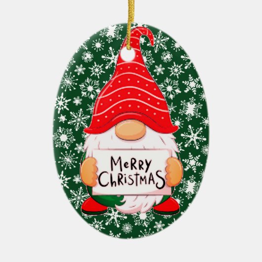 Kerst Gnome gepersonaliseerd keramisch Ornament (Voorkant)