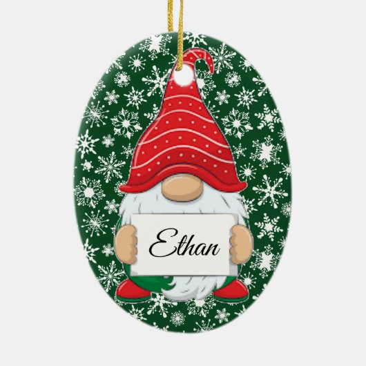 Kerst Gnome gepersonaliseerd keramisch Ornament (Achterkant)