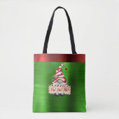 Kerst Gnome Ho! Ho! Ho! Red Green Metallic Tote Bag (Voorkant)