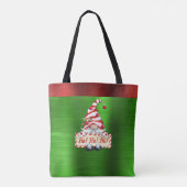 Kerst Gnome Ho! Ho! Ho! Red Green Metallic Tote Bag (Achterkant)