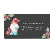 Kerst Gnome Holly Plant Familie Retouradres Etiket (Voorkant)