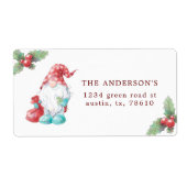 Kerst Gnome Holly Plant Familie Retouradres Etiket (Voorkant)