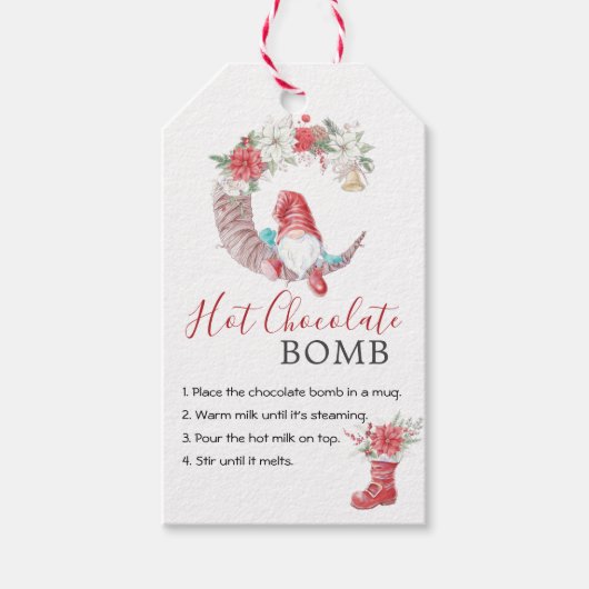 Kerst Gnome Hot chocolade Bomb bewerkbaar Cadeaulabel (Voorkant)
