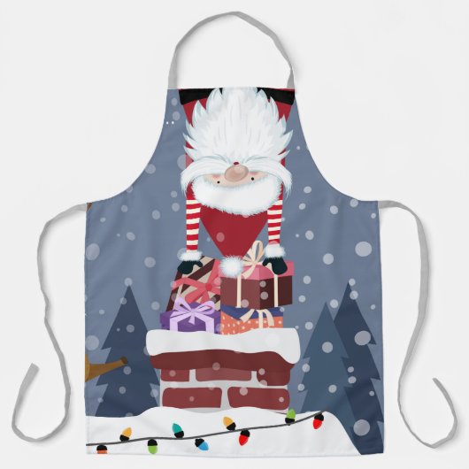 Kerst Gnome in de schoorsteen Schort (Voorkant)