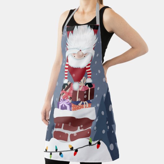 Kerst Gnome in de schoorsteen Schort (Insitu)