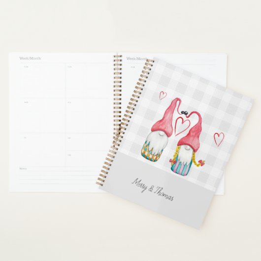 Kerst Gnome In Love Waterverf Handgeschilderd M Planner (Display)