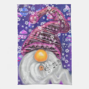 Kerst Gnome in Paarse Pet keukenhanddoek