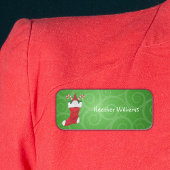 Kerst Gnome in Rode Stocking Holly Candy Canes Naamplaatje