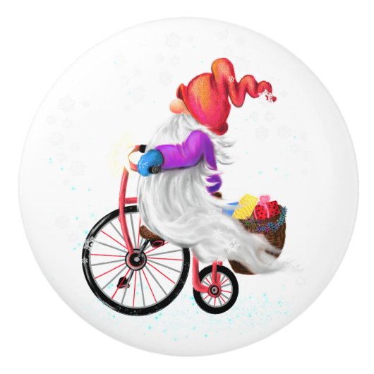 Kerst Gnome Keramische Knop (Voorkant)