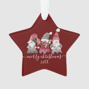 Kerst Gnome Liefde Vrede Script Familie Foto Ornament
