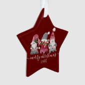 Kerst Gnome Liefde Vrede Script Familie Foto Ornament (voorkant)