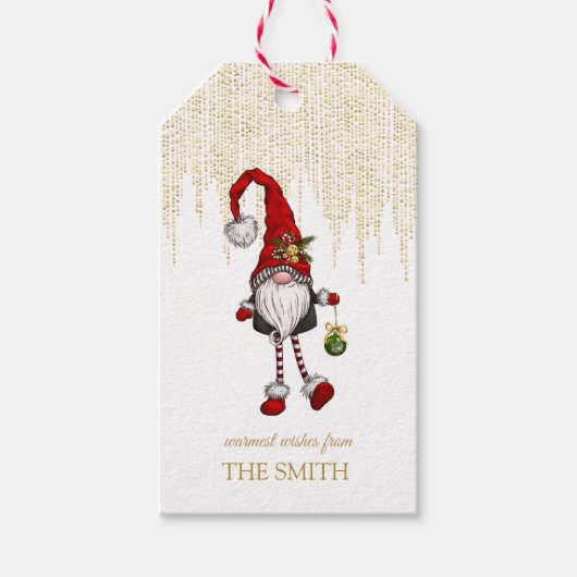 Kerst Gnome, Merry Christmas Gift Labels Cadeaulabel (Voorkant)
