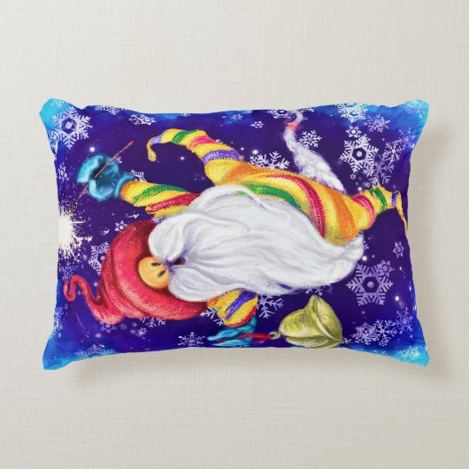 Kerst Gnome met Bells Accent Kussen (Voorkant)