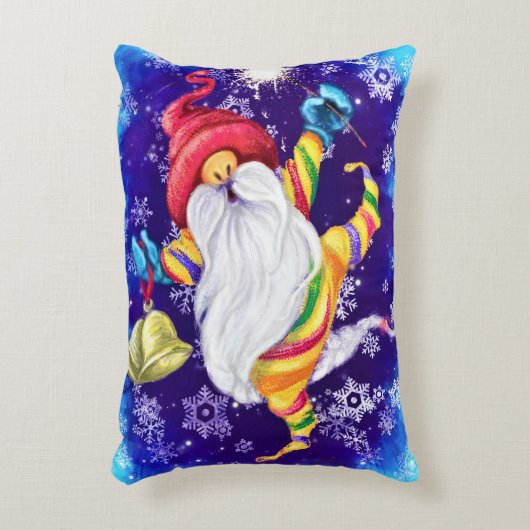 Kerst Gnome met Bells Accent Kussen (Voorkant(Verticaal))