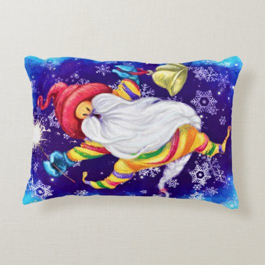 Kerst Gnome met Bells Accent Kussen (Achterkant)