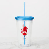 Kerst Gnome met een snoepriet Acryl Drinkbeker (Voorkant)