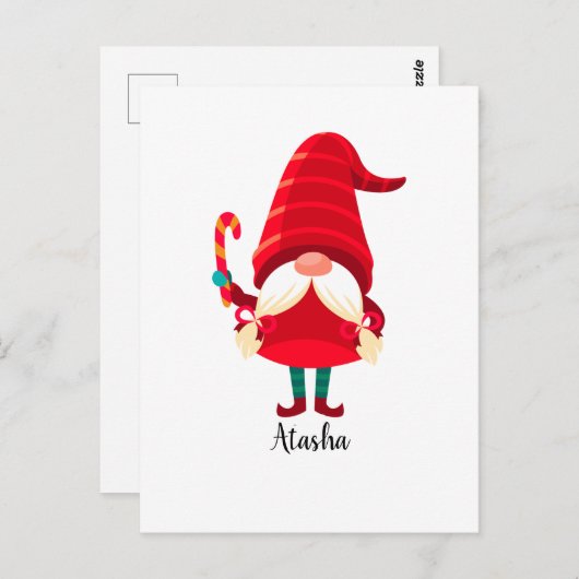 Kerst Gnome met een snoepriet Briefkaart (Voorkant / Achterkant)
