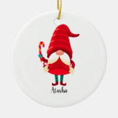 Kerst Gnome met een snoepriet Keramisch Ornament (Voorkant)