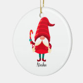Kerst Gnome met een snoepriet Keramisch Ornament (Links)