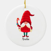 Kerst Gnome met een snoepriet Keramisch Ornament (Achterkant)
