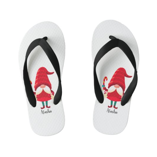 Kerst Gnome met een snoepriet Kinder Teenslippers (Voetbed)