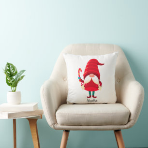 Kerst Gnome met een snoepriet Kussen