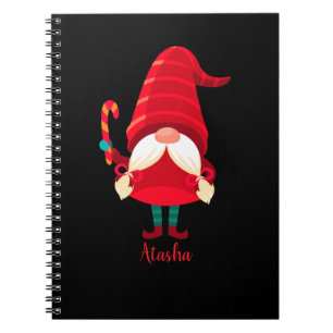 Kerst Gnome met een snoepriet Notitieboek