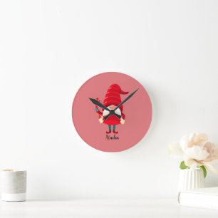 Kerst Gnome met een snoepriet Ronde Klok