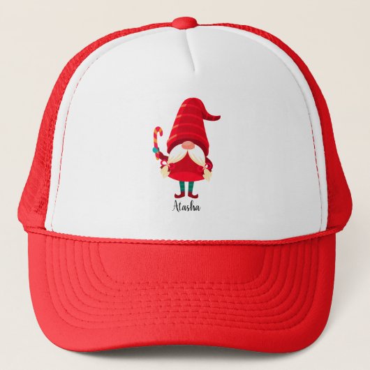 Kerst Gnome met een snoepriet Trucker Pet (Voorkant)