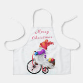 Kerst Gnome met fiets en cadeau Schort (Voorkant)