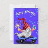 Kerst Gnome met Gift Funny Birthday Kaart (Achterkant)