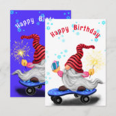 Kerst Gnome met Gift Funny Birthday Kaart (Voorkant / Achterkant)
