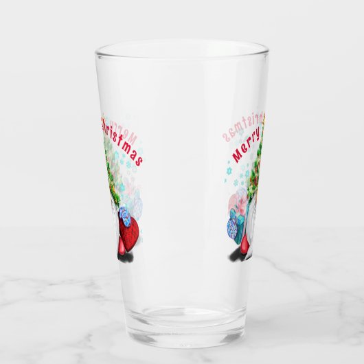 Kerst Gnome met Gift Glass -  Glas (Links)