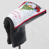 Kerst Gnome met Gift Golf Head Hoesje Golfheadcover (3/4 voorkant)