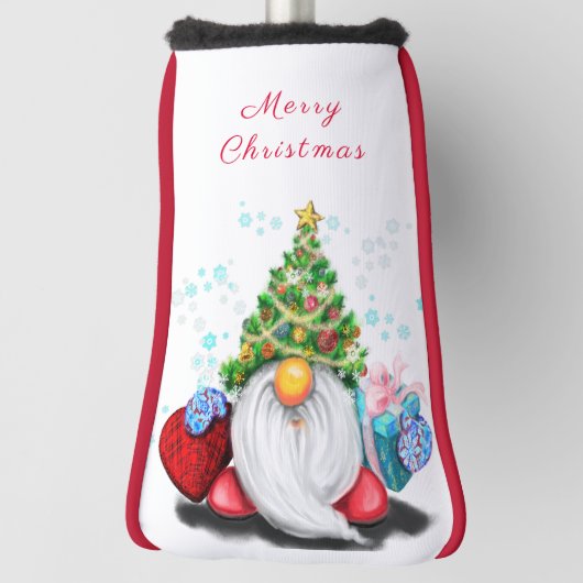 Kerst Gnome met Gift Golf Head Hoesje Golfheadcover (Draai 90)