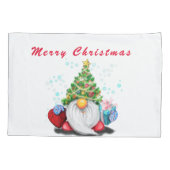 Kerst Gnome met Gift Kussen Hoesje Kussensloop (Achterkant)