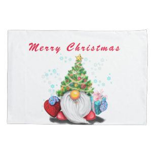 Kerst Gnome met Gift Kussen Hoesje Kussensloop