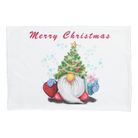 Kerst Gnome met Gift Kussen Hoesje Kussensloop (Voorkant)