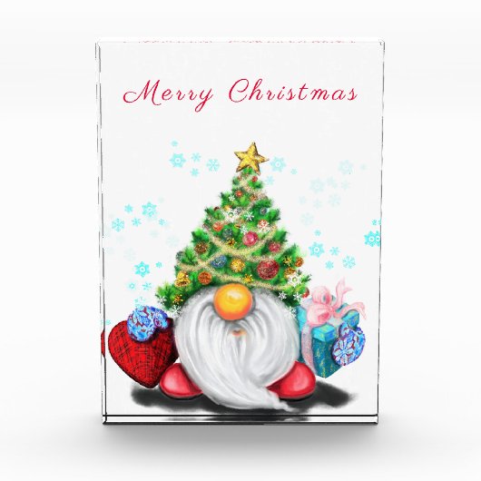 Kerst Gnome met Gift Photo Block Fotoblokken (Voorkant)