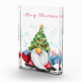 Kerst Gnome met Gift Photo Block Fotoblokken (Rechts)