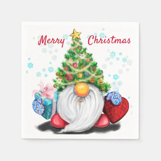 Kerst Gnome met Gift Servetten (Voorkant)