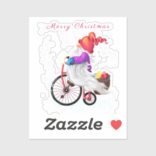 Kerst Gnome met Gift Sticker (Vel)