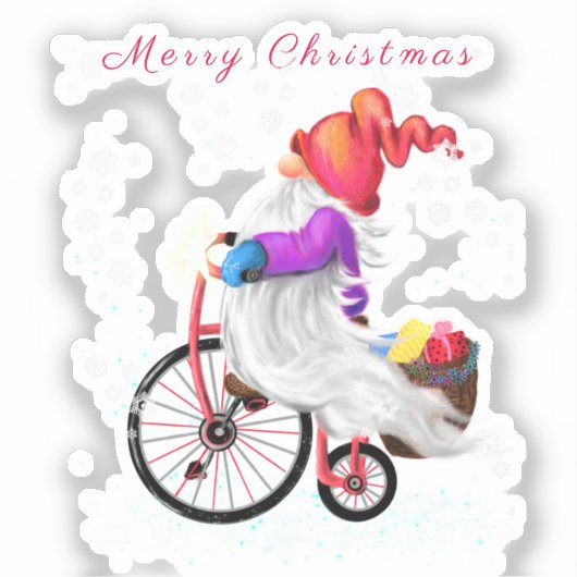 Kerst Gnome met Gift Sticker (Voorkant)