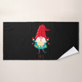 Kerst Gnome met kerstverlichting Badhanddoek (Badhanddoek)