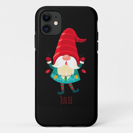 Kerst Gnome met kerstverlichting Case-Mate iPhone Case (Achterkant)