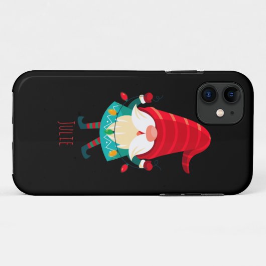 Kerst Gnome met kerstverlichting Case-Mate iPhone Case (Achterkant (horizontaal))
